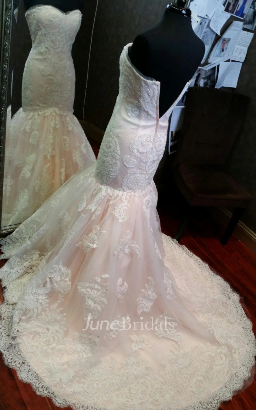Custom Made Beautiful Mermaid Wedding Dress With Appliques