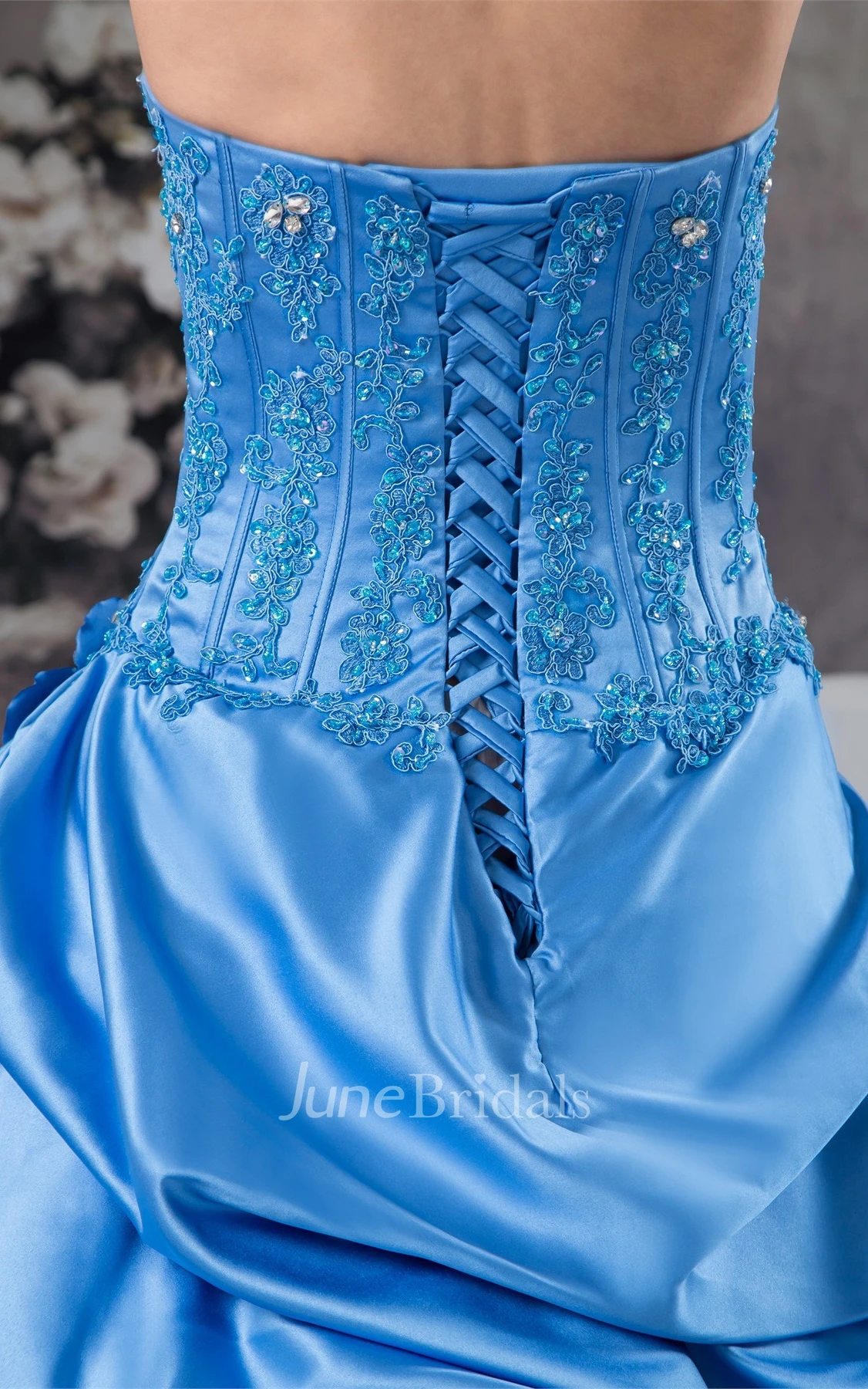 Strapless Pick-Up Quinceanera Dress with Beading and Appliques