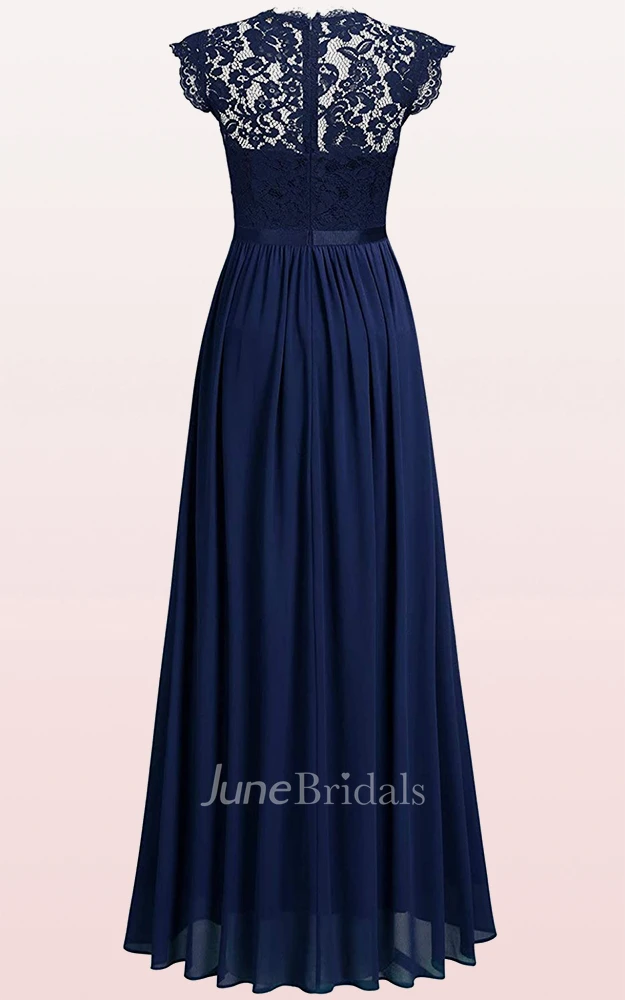 A Line Scalloped Chiffon Bridesmaid Dress With Pleats