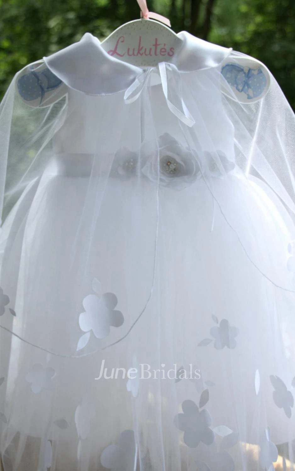 Sleeveless Scoop Neck Tulle&Satin Dress With Beading&Flower