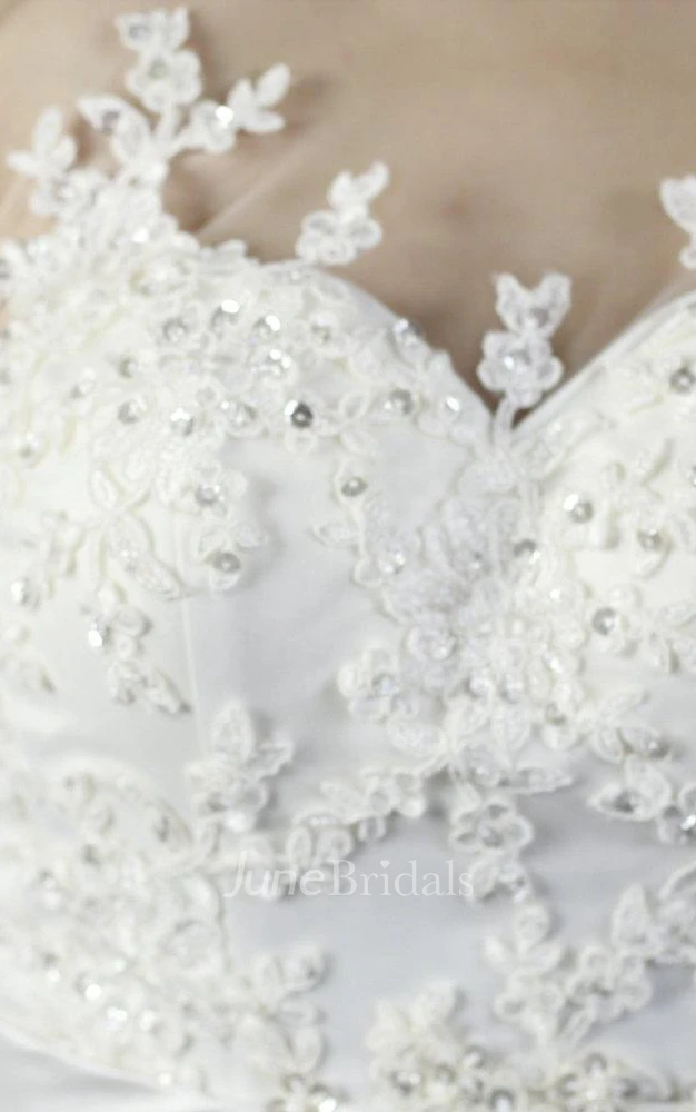 Sheer Top Half Sleeve Mermaid Wedding Dress With Beading and Appliques