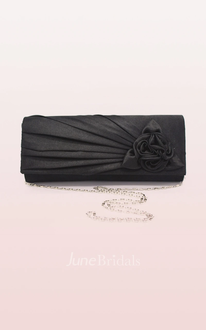 Satin Handbag with Flower