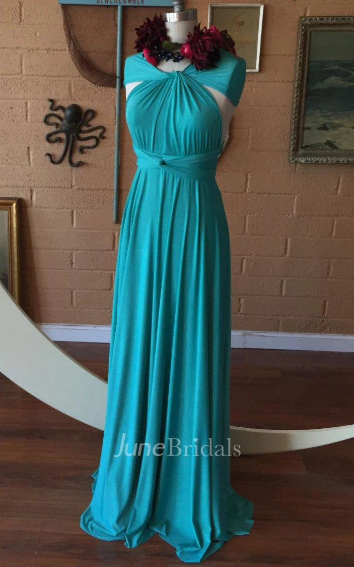 Pool Blue Satin Jersey Convertible Infinity Wrap Maternity Dress