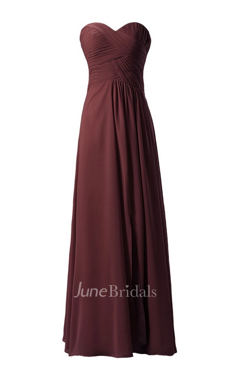 Chic Sweetheart Ruched A-line Gown With Zipper Back