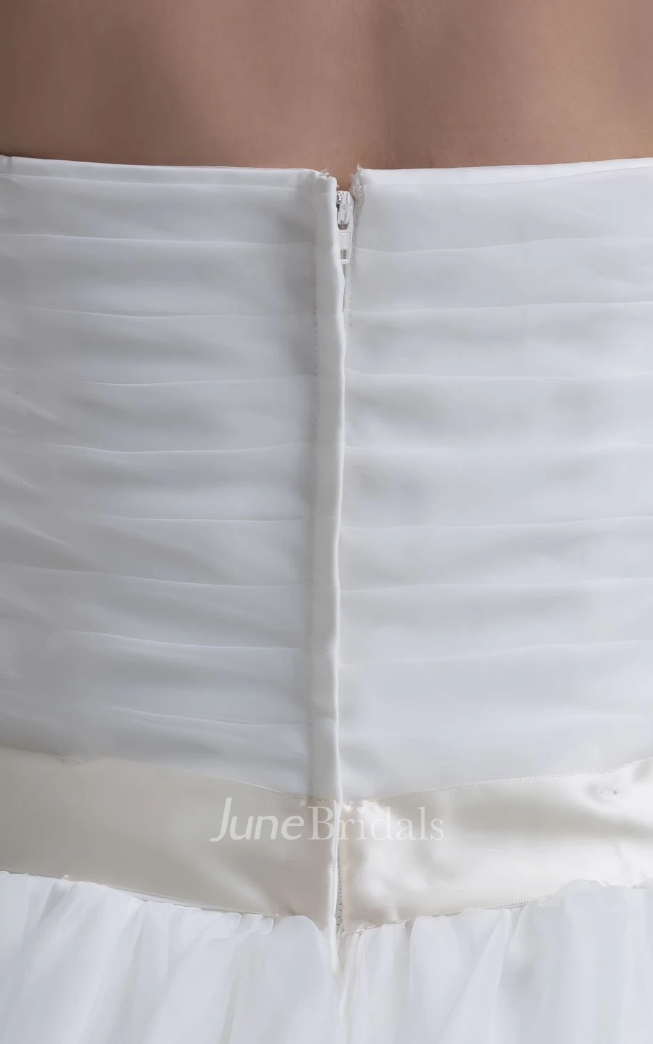 Strapless Criss-Cross Tulle A-Line Dress With Beaded Waist