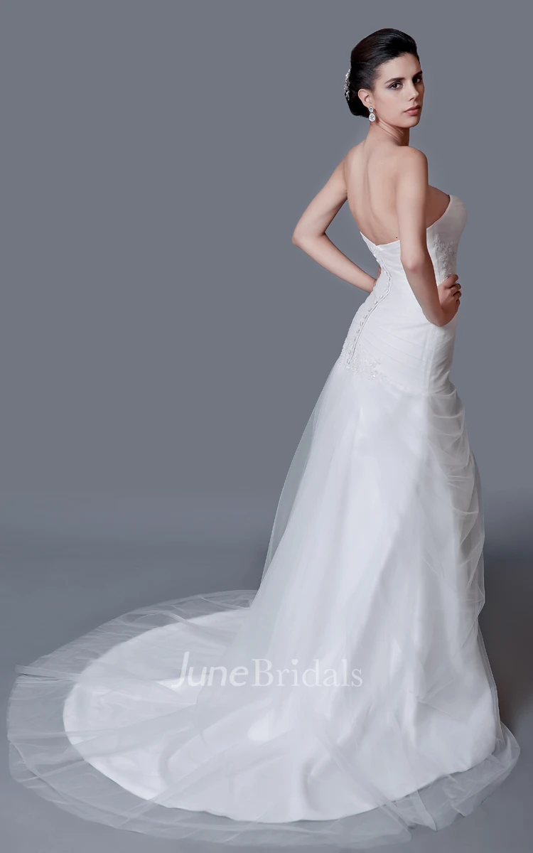 Brilliant Strapless Beaded A-line Tulle Gown