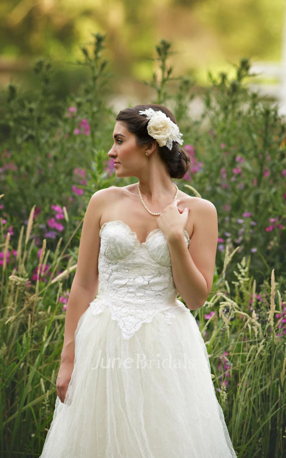 Short Tulle Lace Weddig Dress With Sash Ribbon