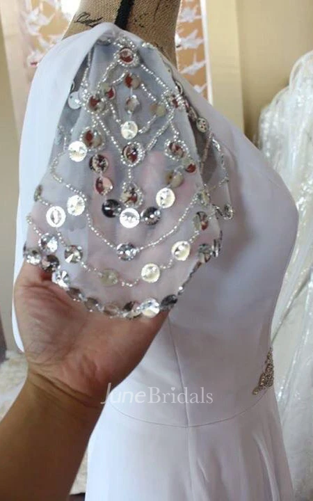 Chiffon Satin Weddig Dress With Beading