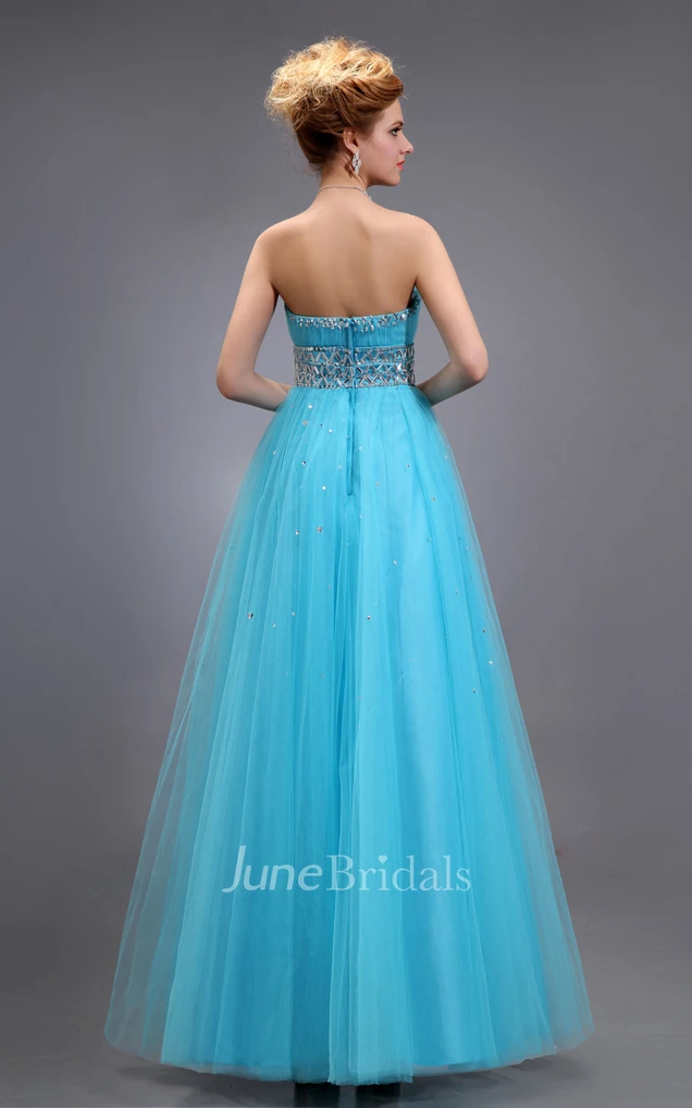 Tulle Long Empire Sweetheart Sleeveless Dress With Front Gathering Bodice