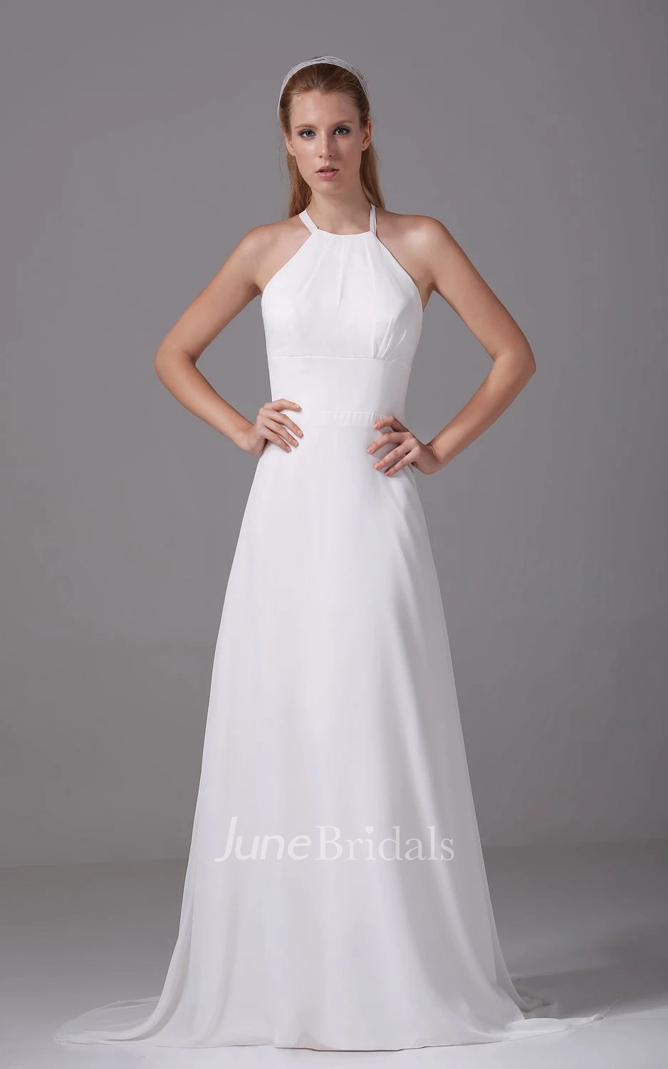 Simple Sleeveless Sheath Dress With Halter and Brush Train