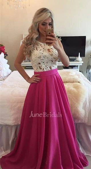 Modern Illusion Chiffon A-line Prom Dress Lace Pearls