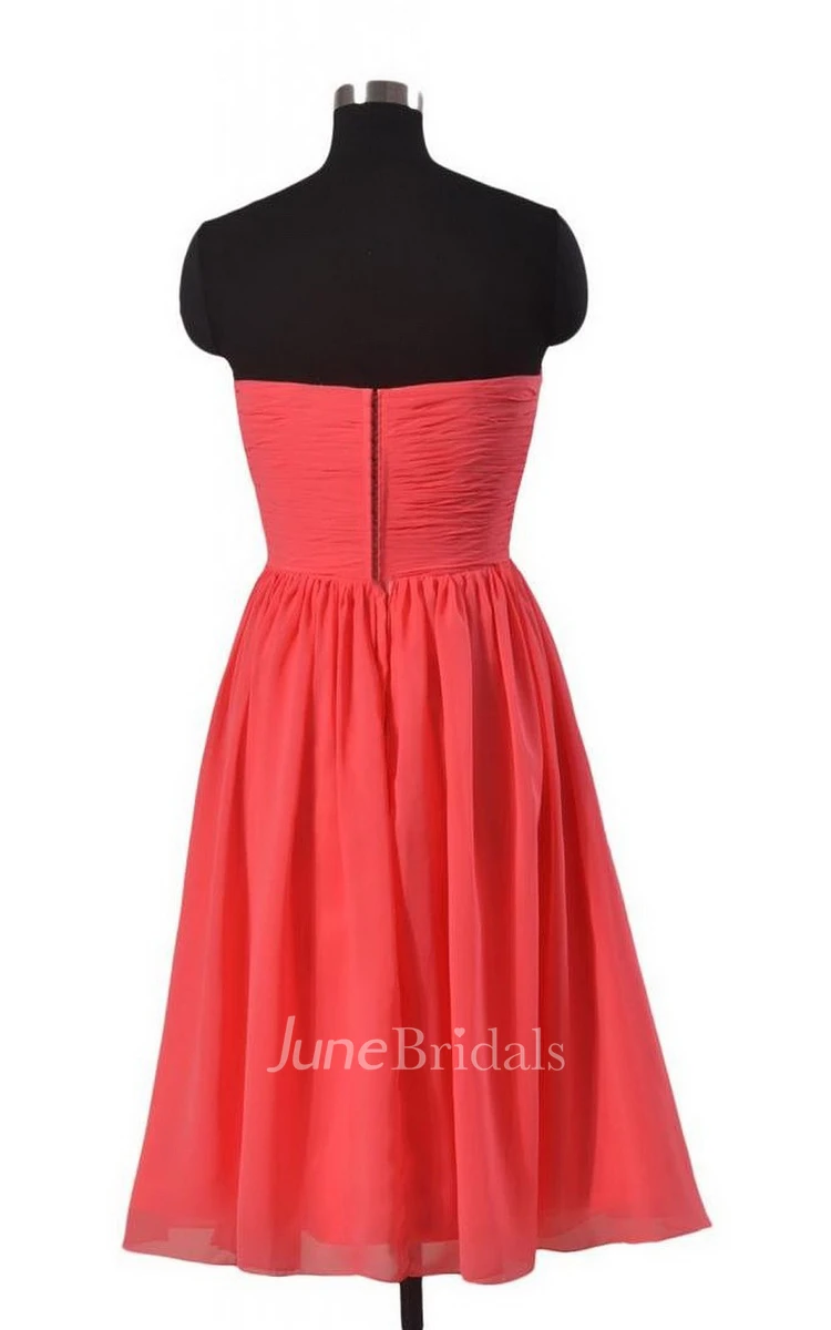 Floral Ruched Empire Short Dress With Zipper Back