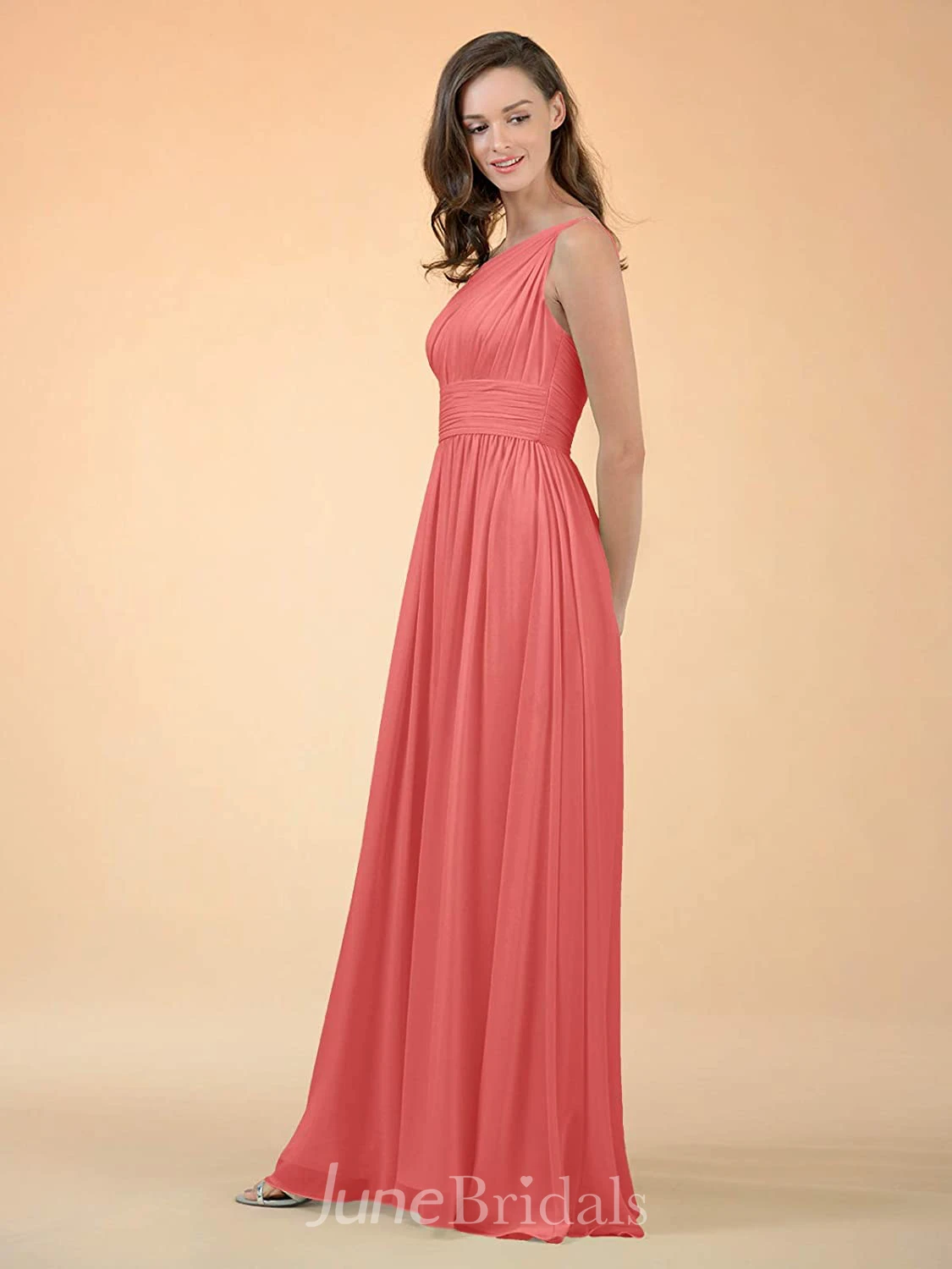 Modern A Line One-shoulder Chiffon Sleeveless Bridesmaid Dress