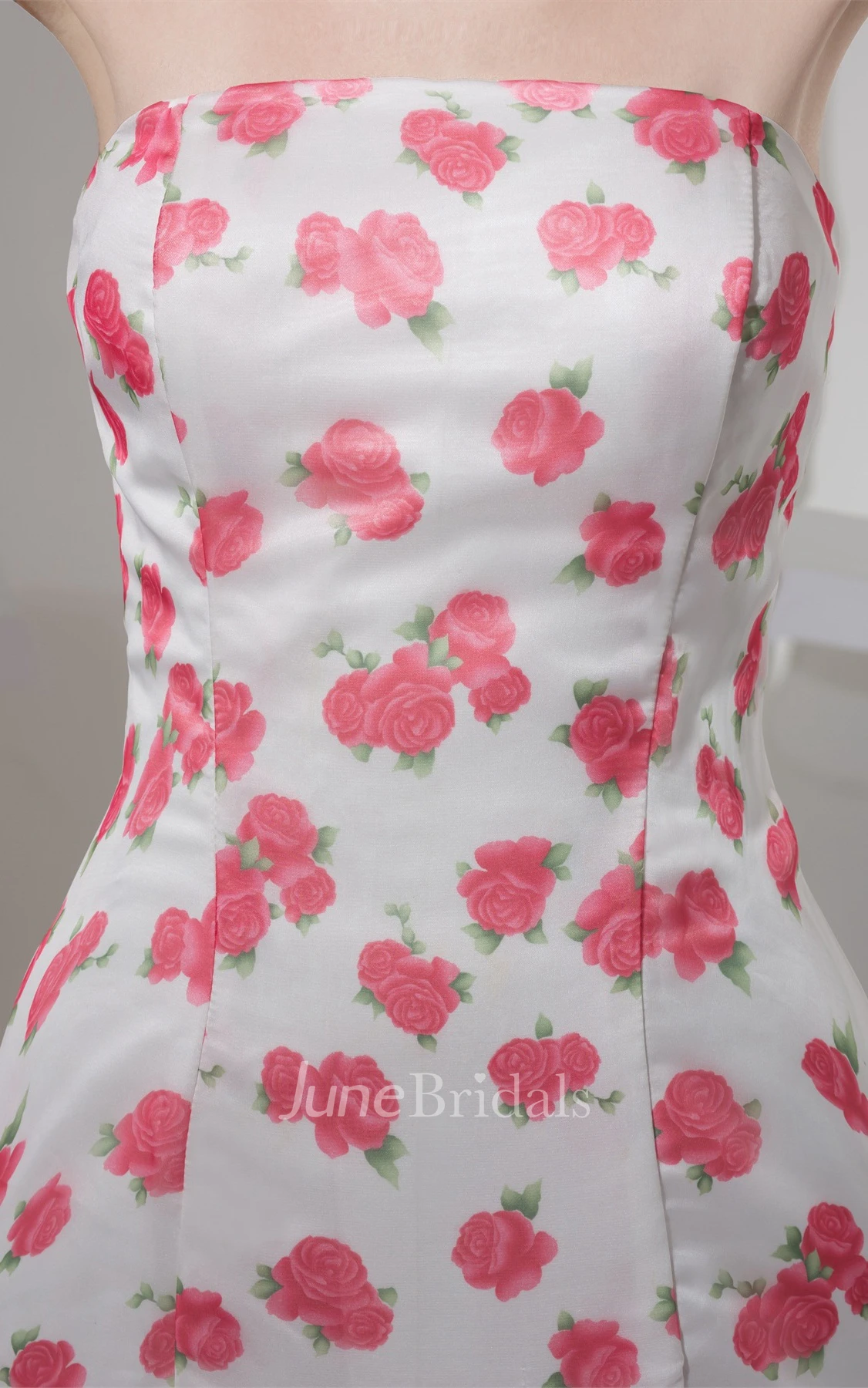 Floral Strapless A-Line Gown with Sequins and Peplum