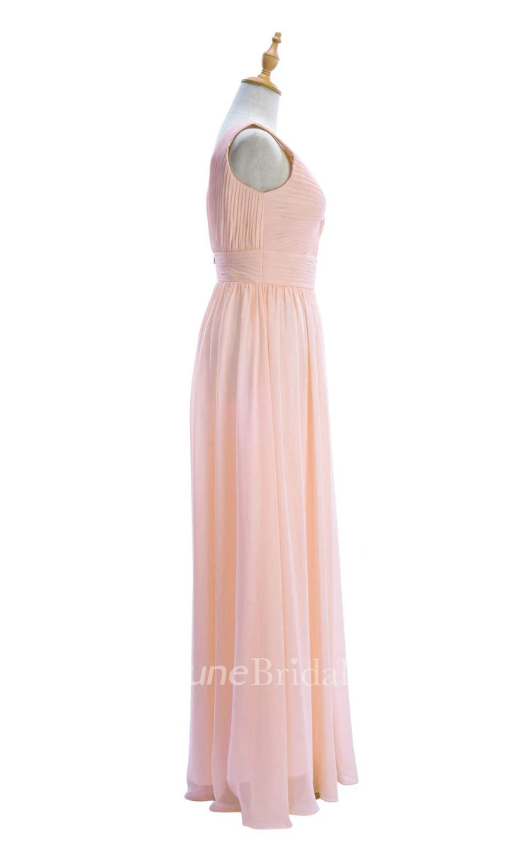 One-shoulder Sweetheart Long Empire Dress With Side Slit
