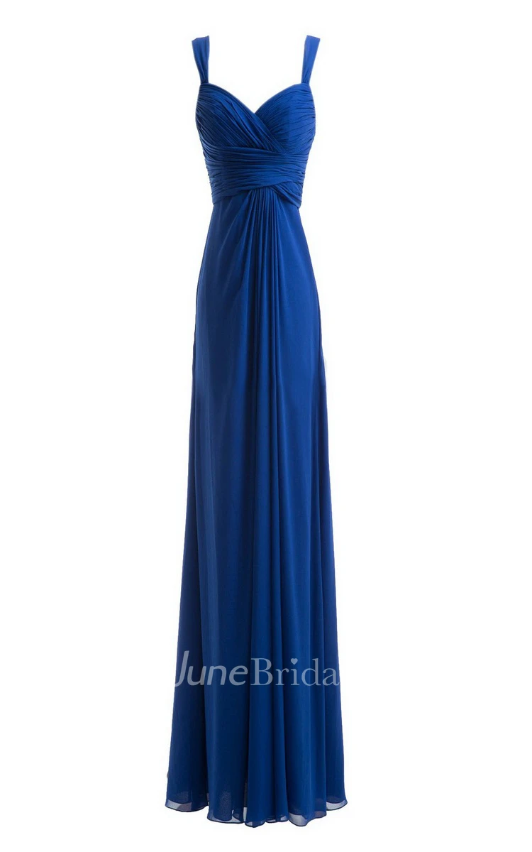 Spaghetti Straps Long Chiffon Dress With Basque Waist