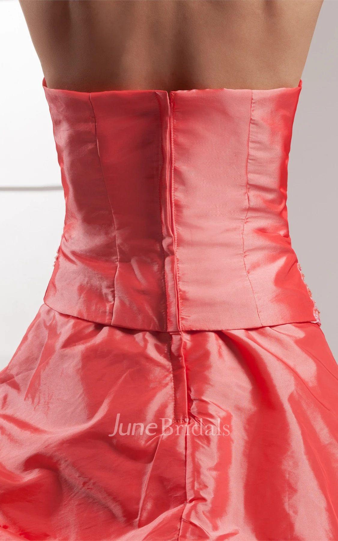 Strapless Pick-Up Appliqued Ball Gown with Flower and Beading