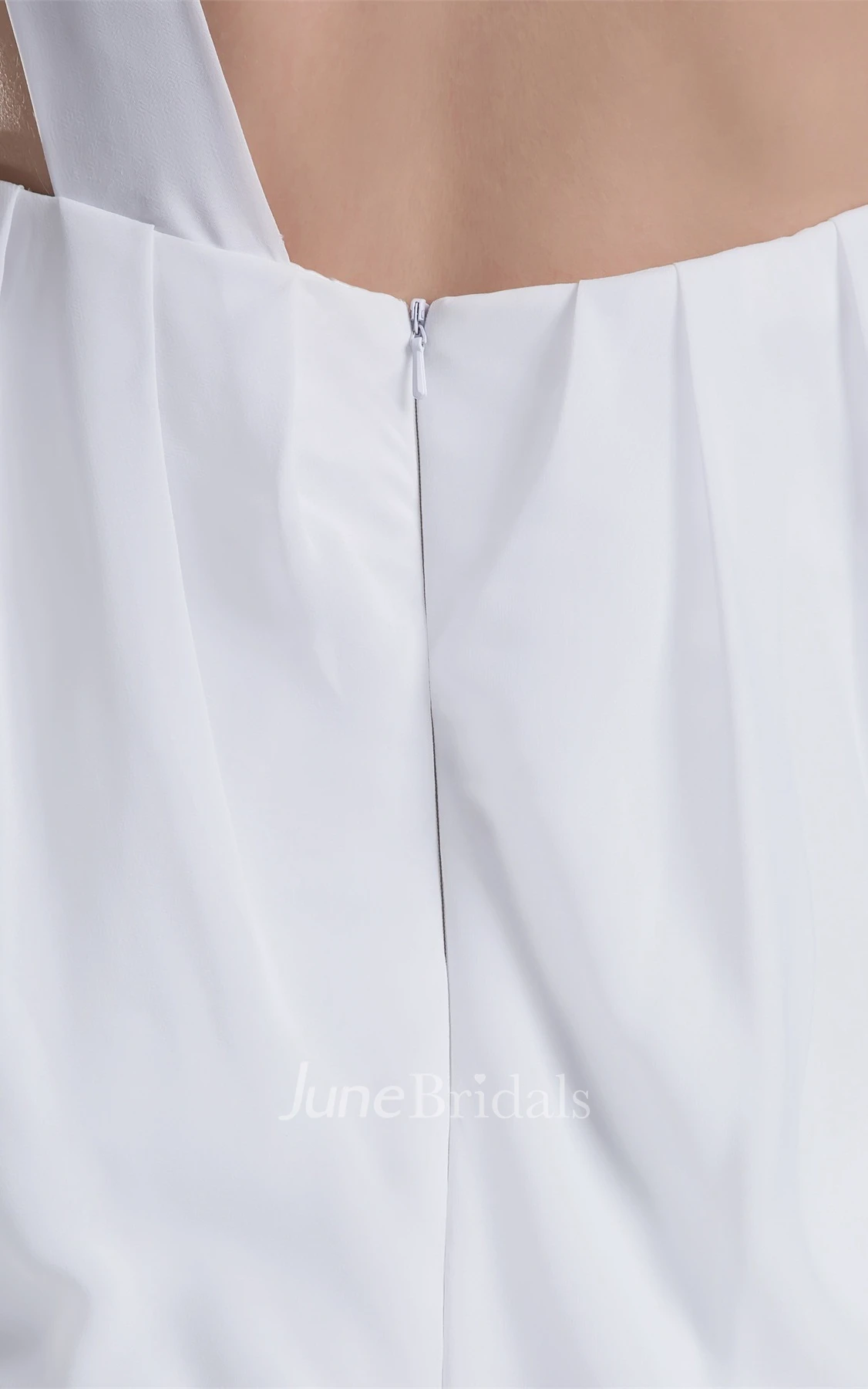 One-Shoulder Pleated Chiffon Maxi Dress with Gemmed Waist