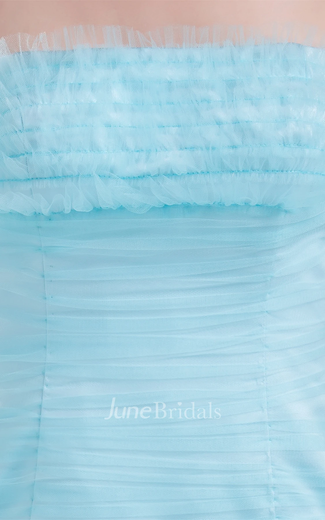 Strapless A-Line Ruffled Dress with Ruching and Tiers