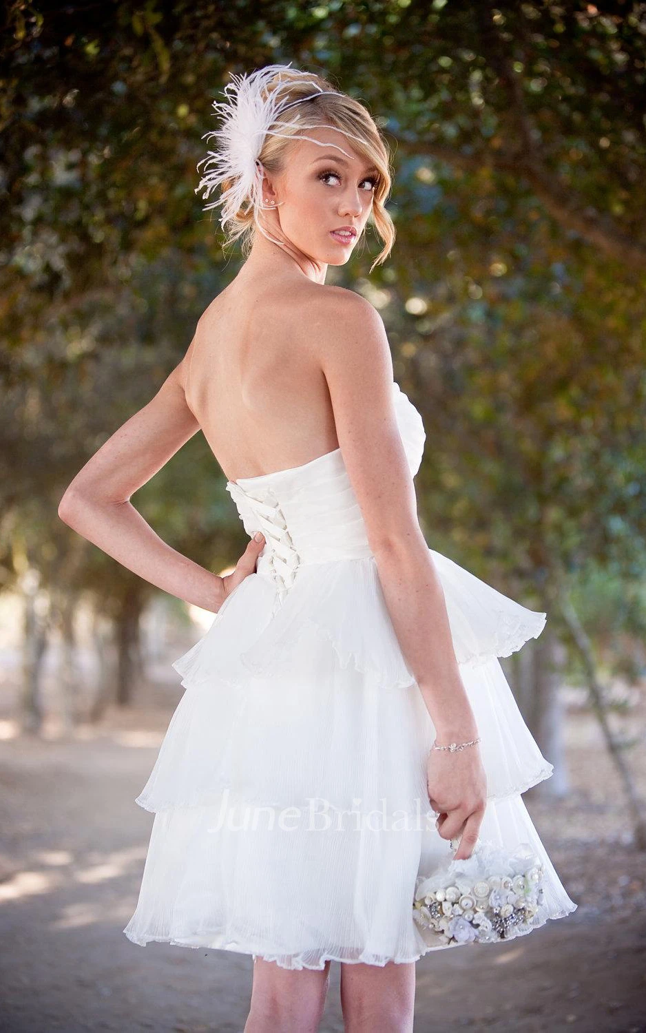 Sweetheart A-Line Criss Cross Short Tiered Dress