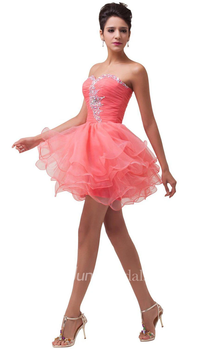 Sweetheart A-line Tiered Dress With Crystal Bodice