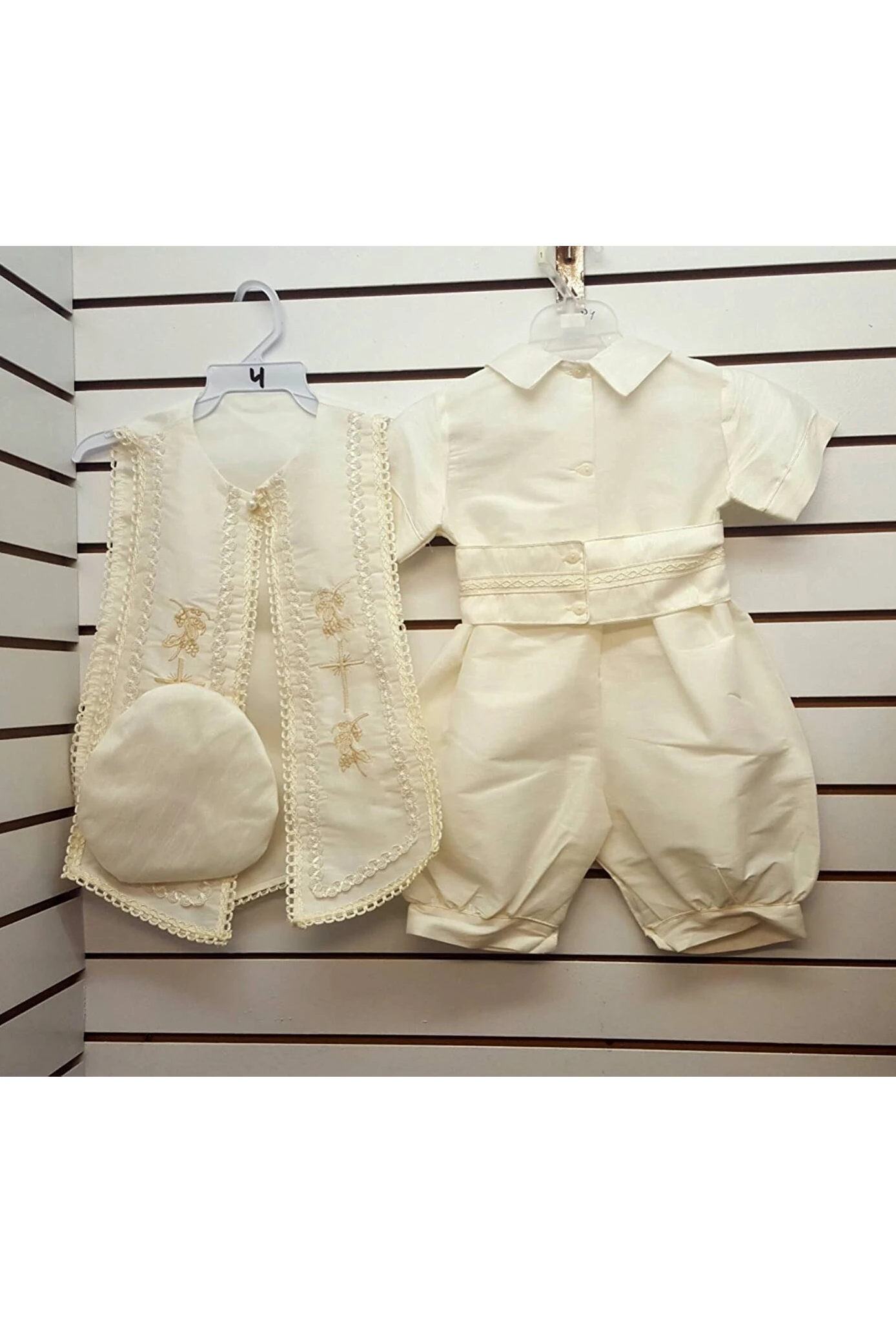 Lovely Christening Suits For Boy With Picot Lace
