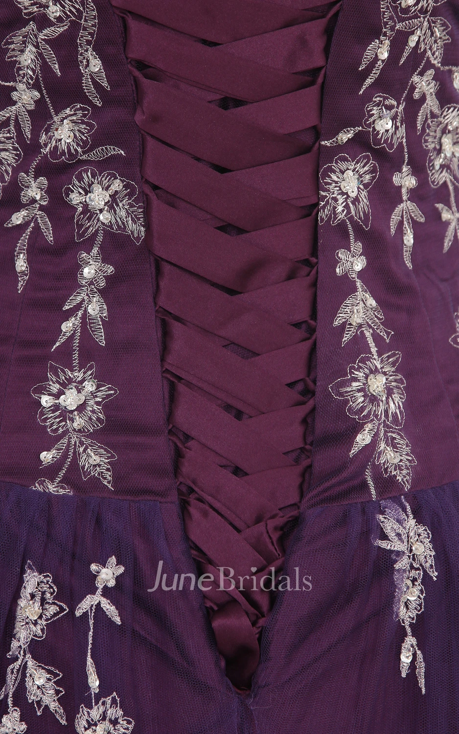 V-Neck A-Line Deep Dress With Laces And Soft Tulle