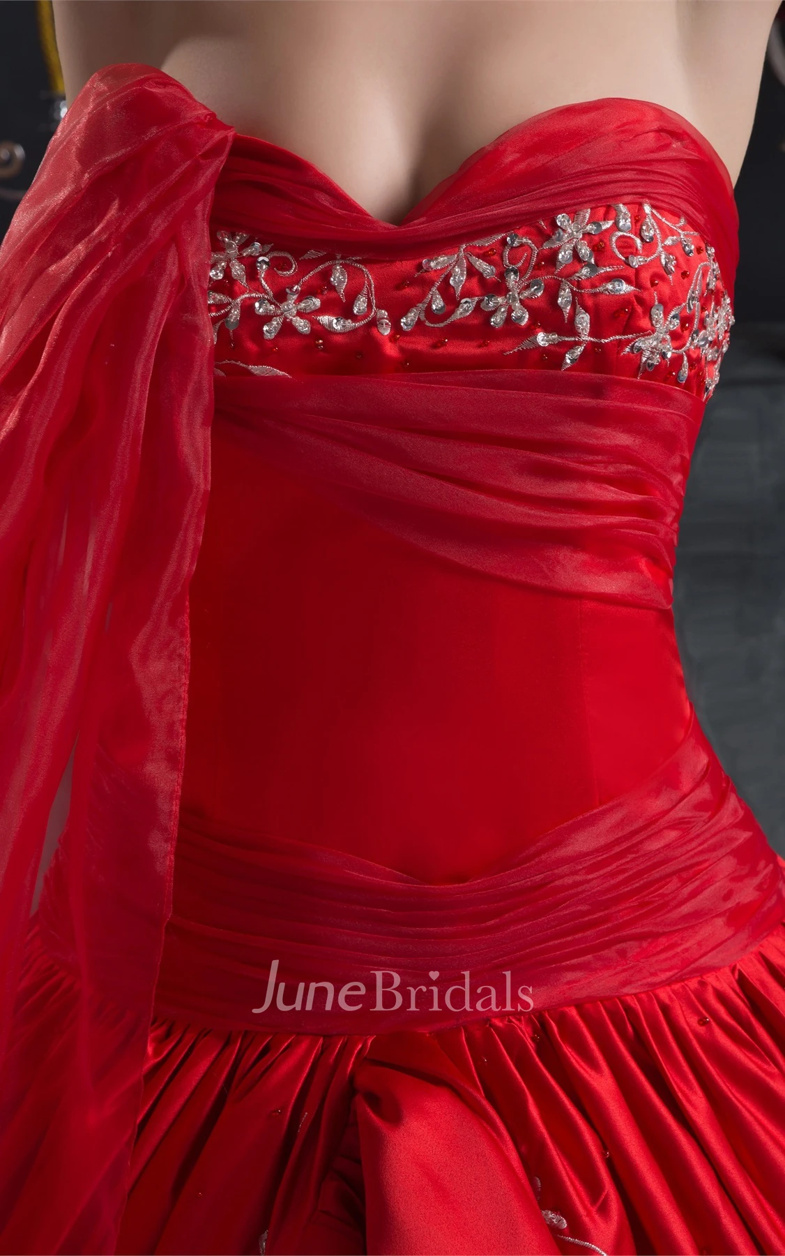 Flamboyant Sweetheart Ruched Ball Gown with Embroideries and Draping