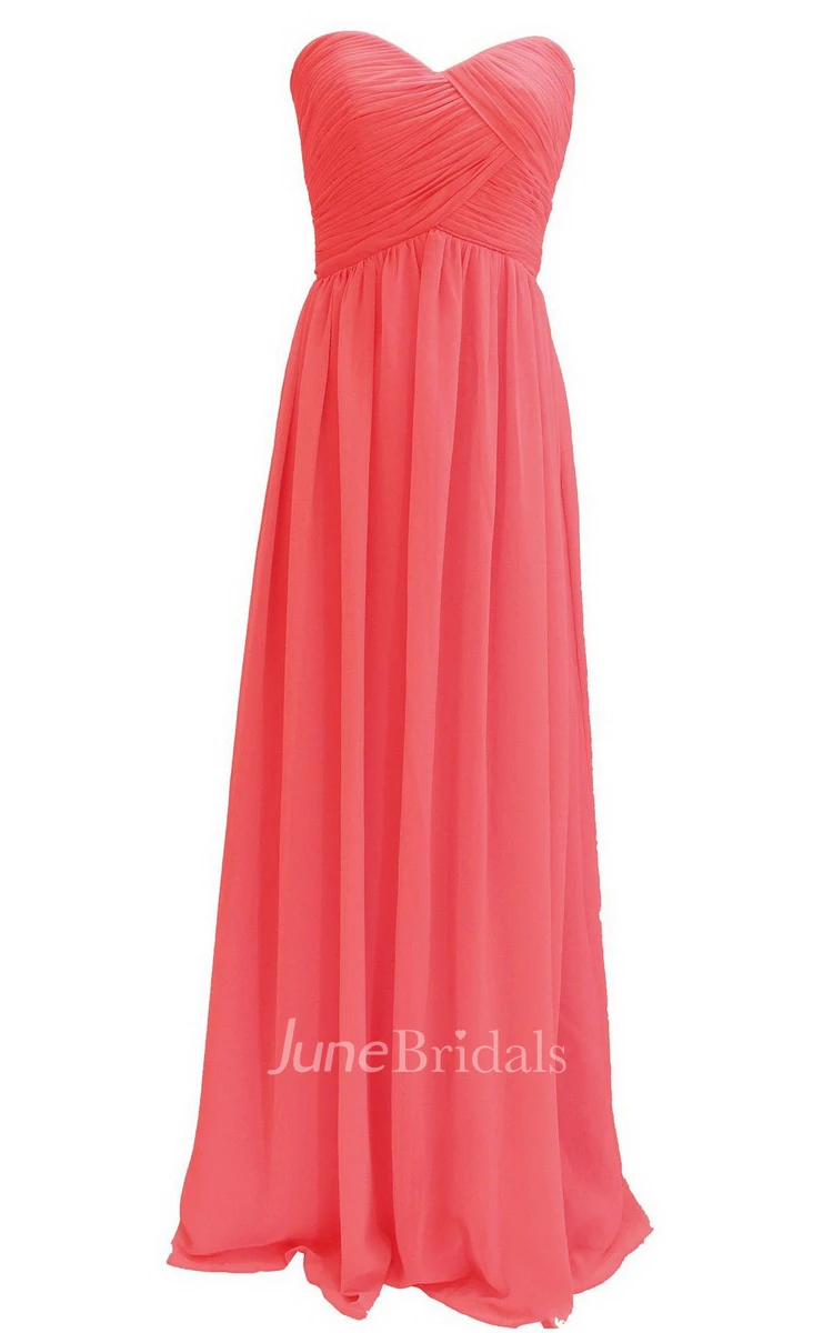 Sweetheart Ruched A-line Gown With Zipper Back