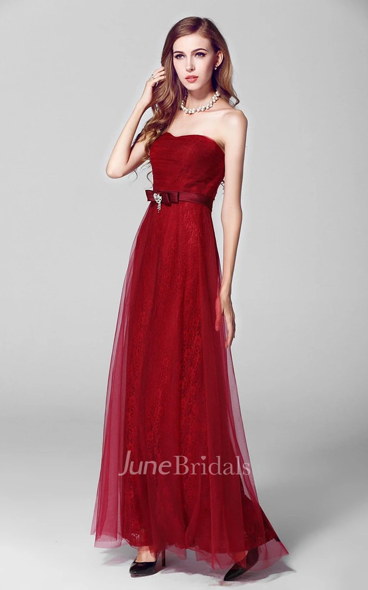 Strapless Vintage Wedding Dress With Satin Belt