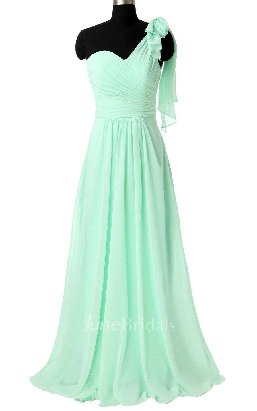 Unique Mint Bridesmaid Long One Shoulder Chiffon Convertible Prom Dress