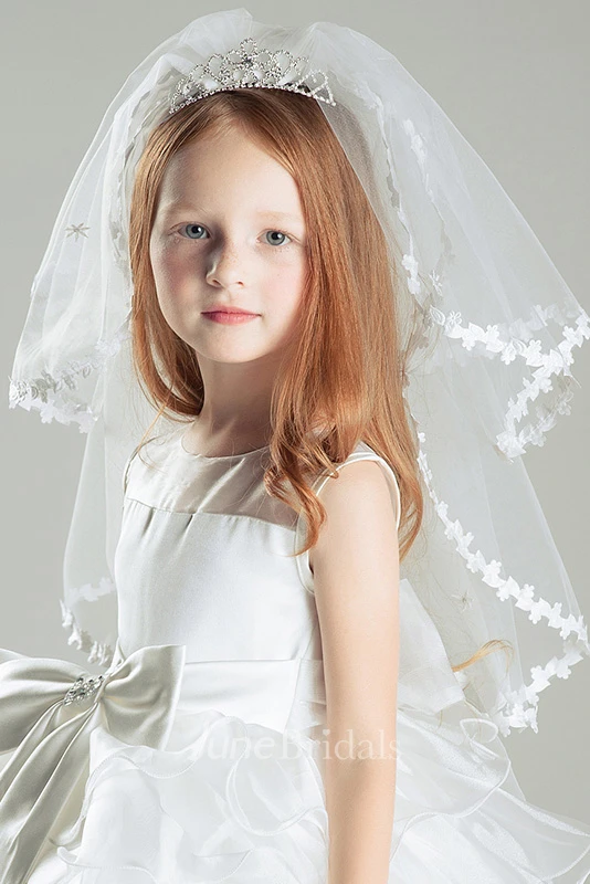 Sweet Crown Multi-layer Lace Bottom Tulle Flower Girl Veil