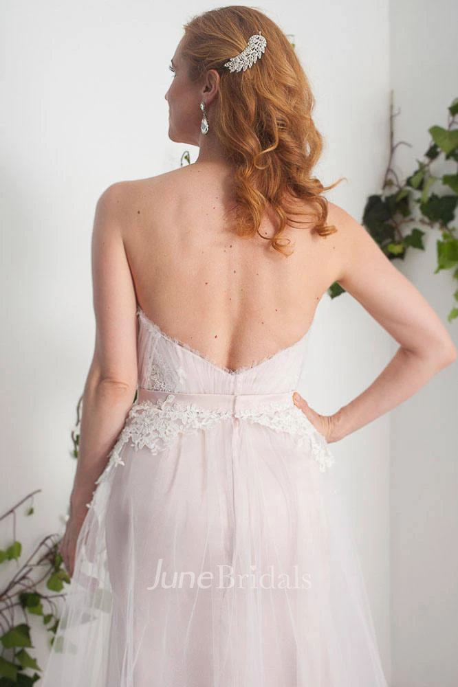 Tulle Satin Beaded Lace Lace-Up Corset Back Wedding Dress