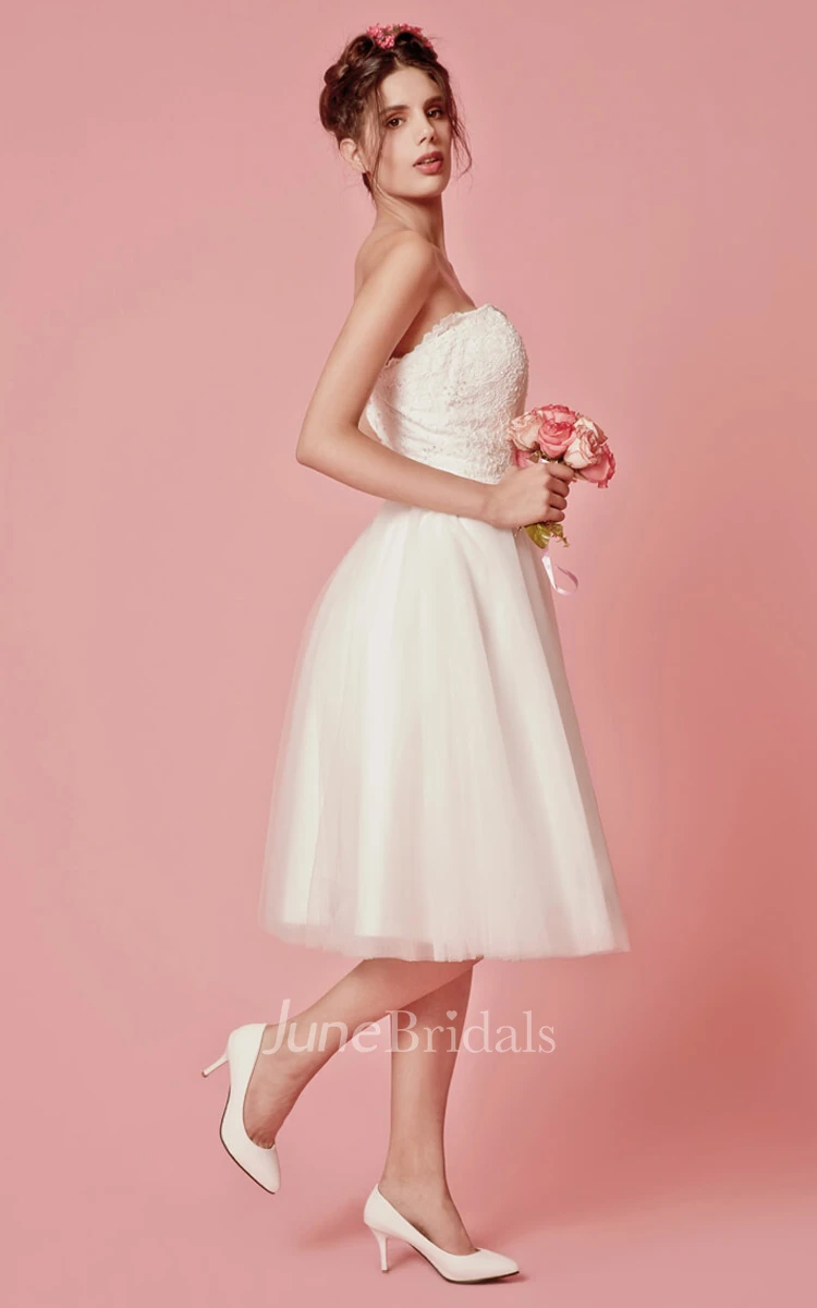 Cap Sleeved A-Line Knee Length Wedding Dress With Jacket