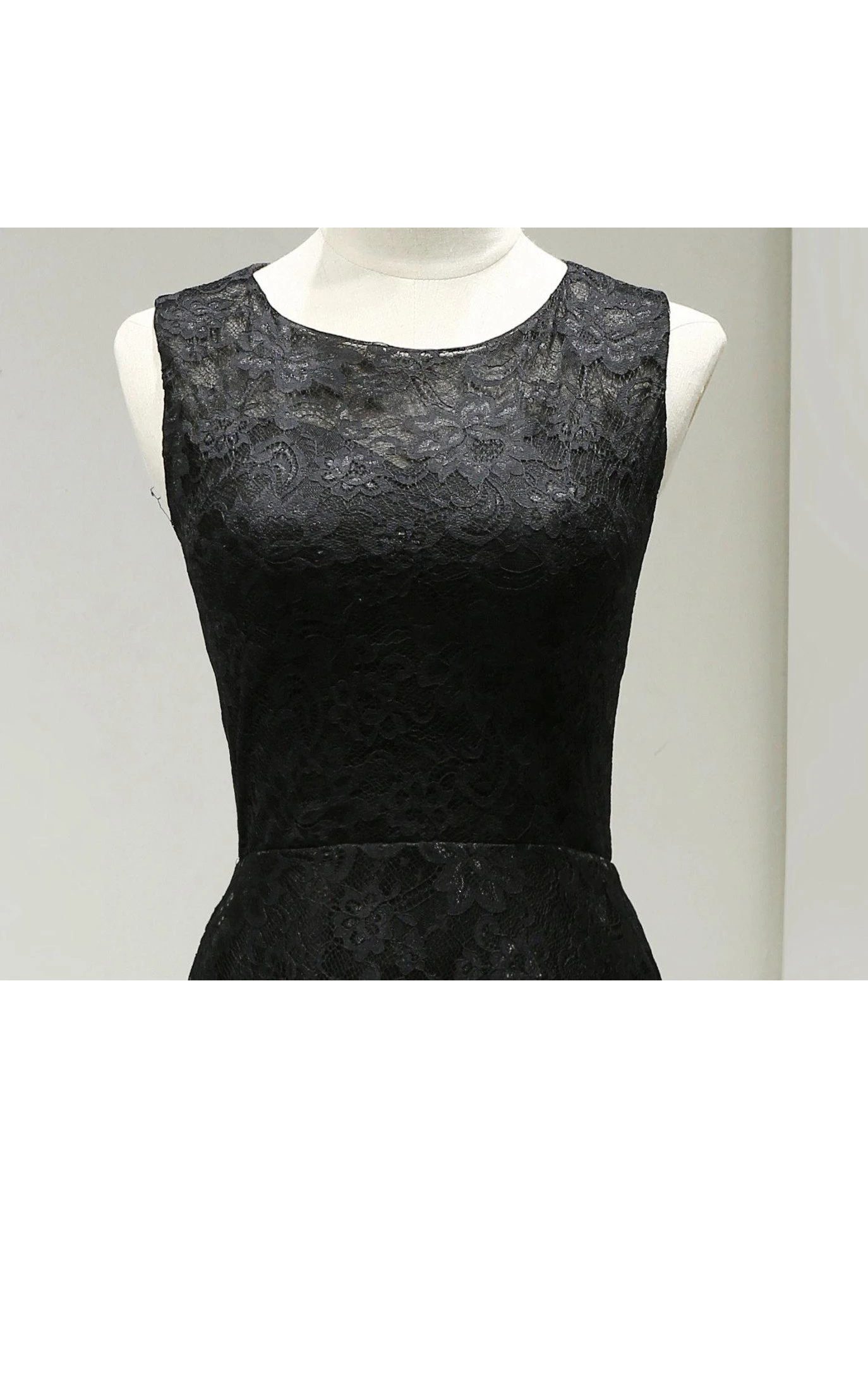 Short Sleeveless Lace Dress With Zipper Back