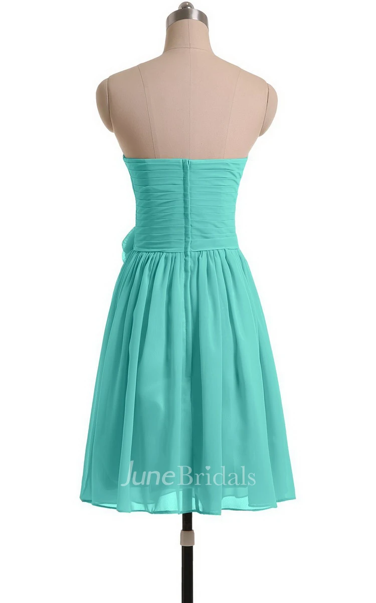 Sweetheart A-line Short Chiffon Dress With Flower