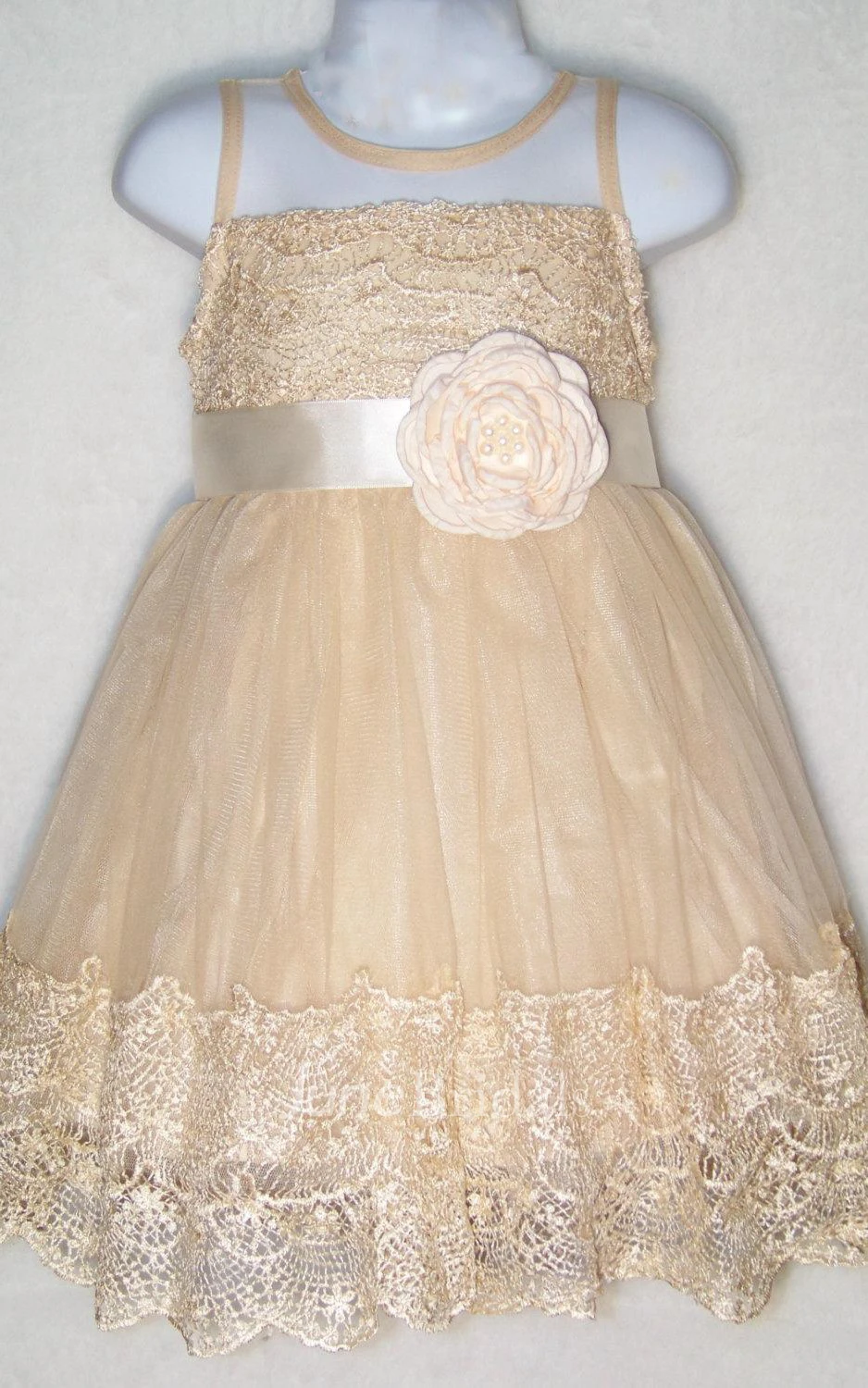 Sleeveless Pleated Lace Pageant Baby Girl Toddler Dress