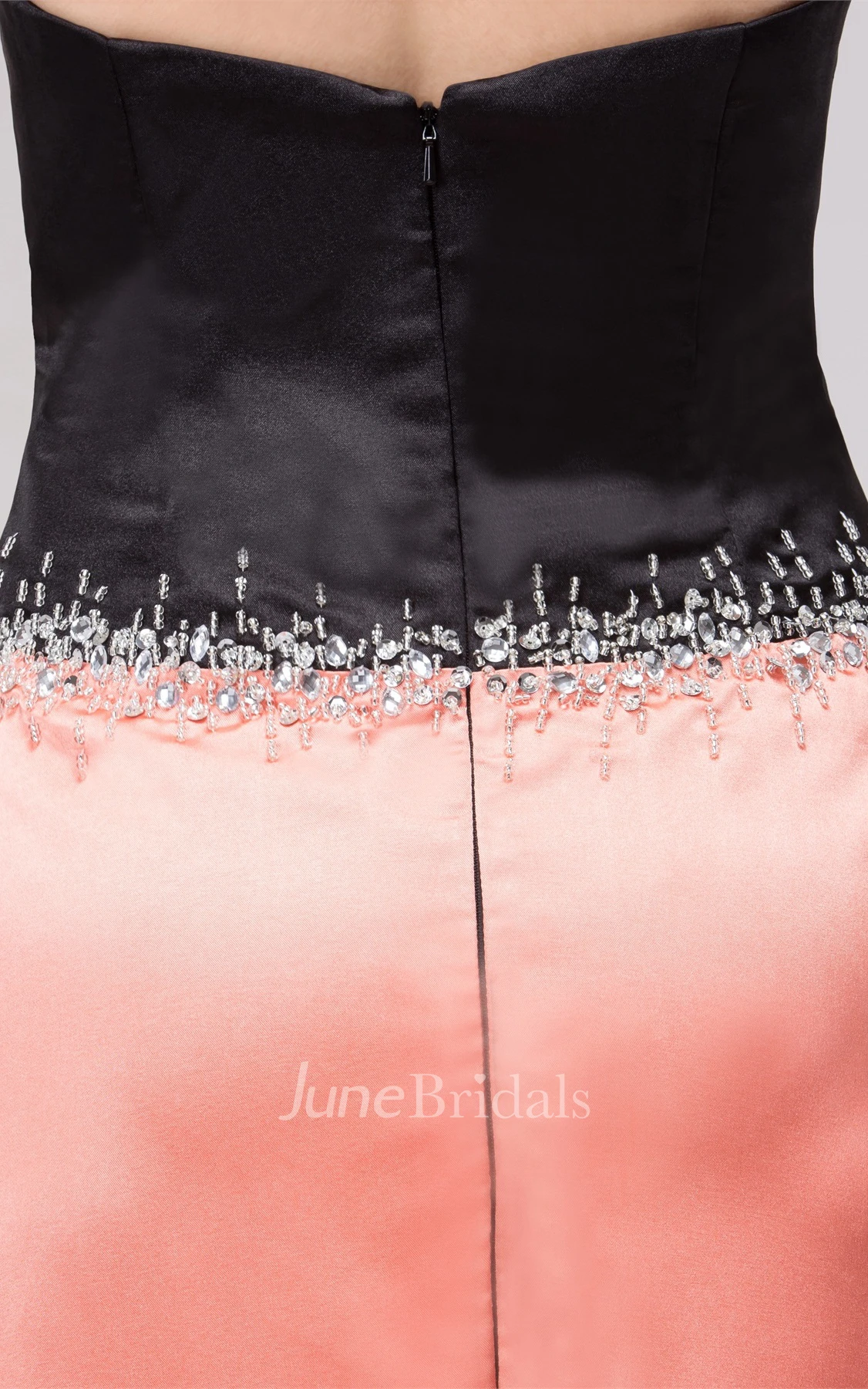 Two-Tone Front-Split Maxi Dress with Beading and Halter