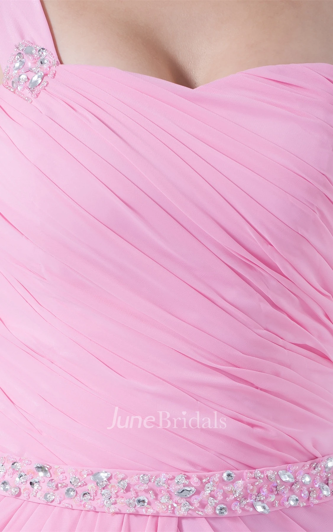 Sweetheart Ruched Front-Split Dress with Gemmed Waist