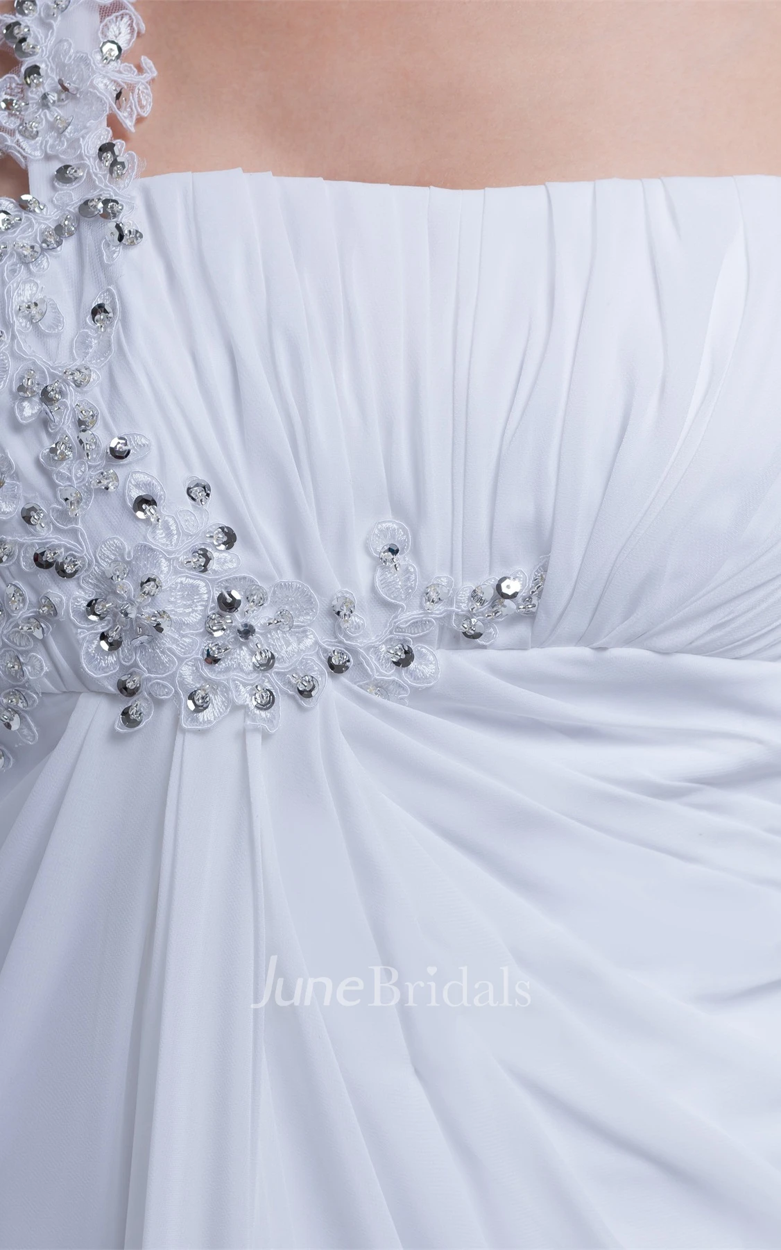 Chiffon Sleeveless Pleated Dress with Beading and Front Slit