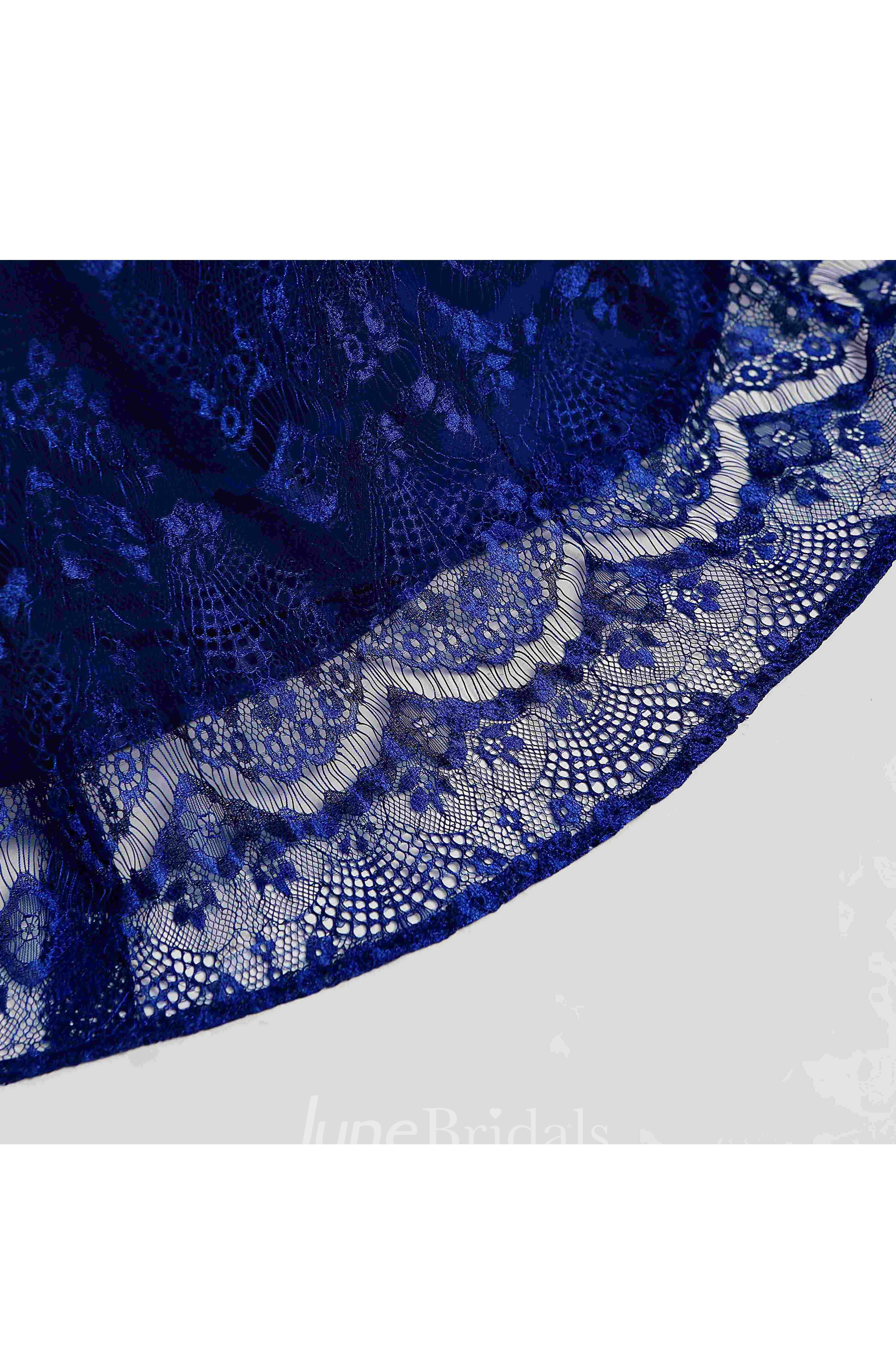 Floor-length A-line V-neck Cap Short Sleeve Low-V Back Lace Dress with Sweep/Brush Train