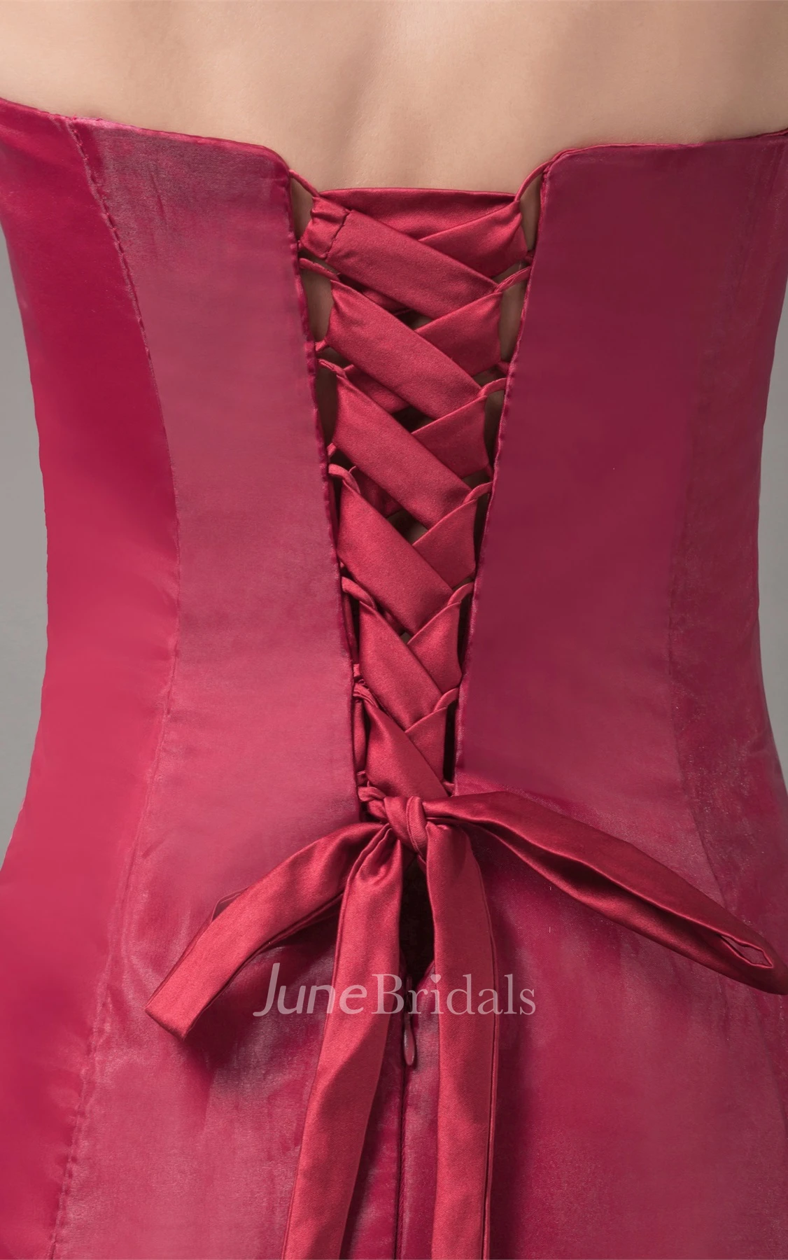 Strapless Mermaid High-Low Gown with Ruffles and Sweep Train