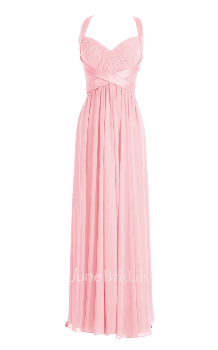 Halter Criss-cross A-line Dress With Keyhole Back