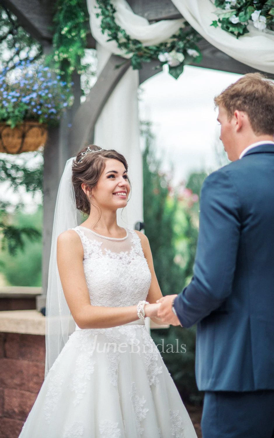 Lace Satin Weddig Dress With Illusion