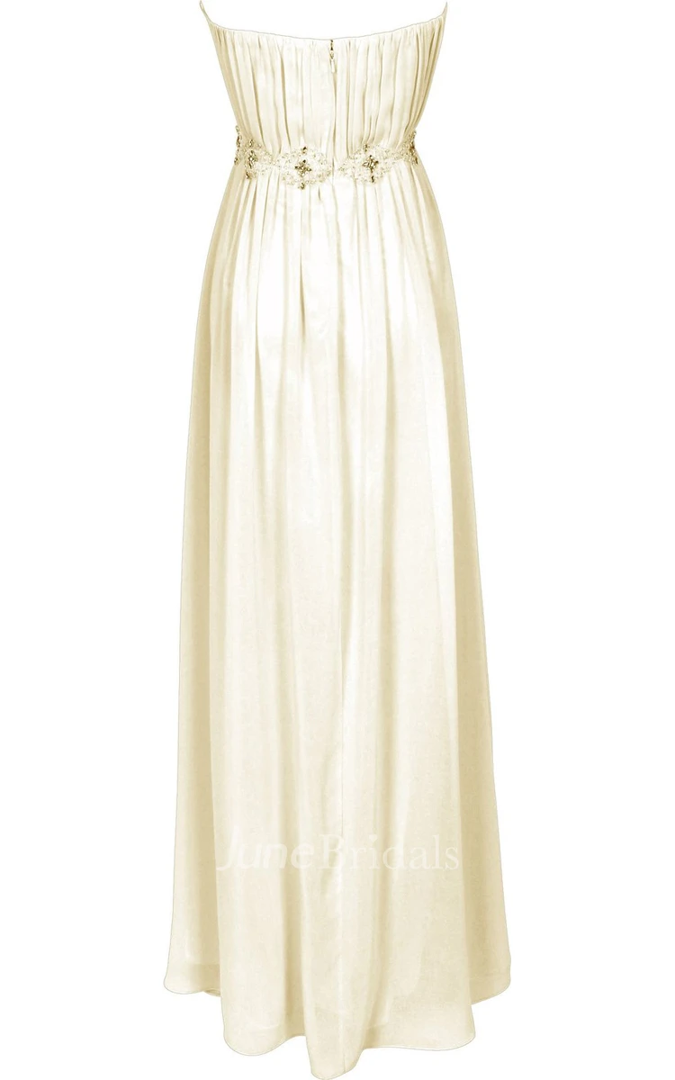 Strapless Ruffle Chiffon Dress With Beading