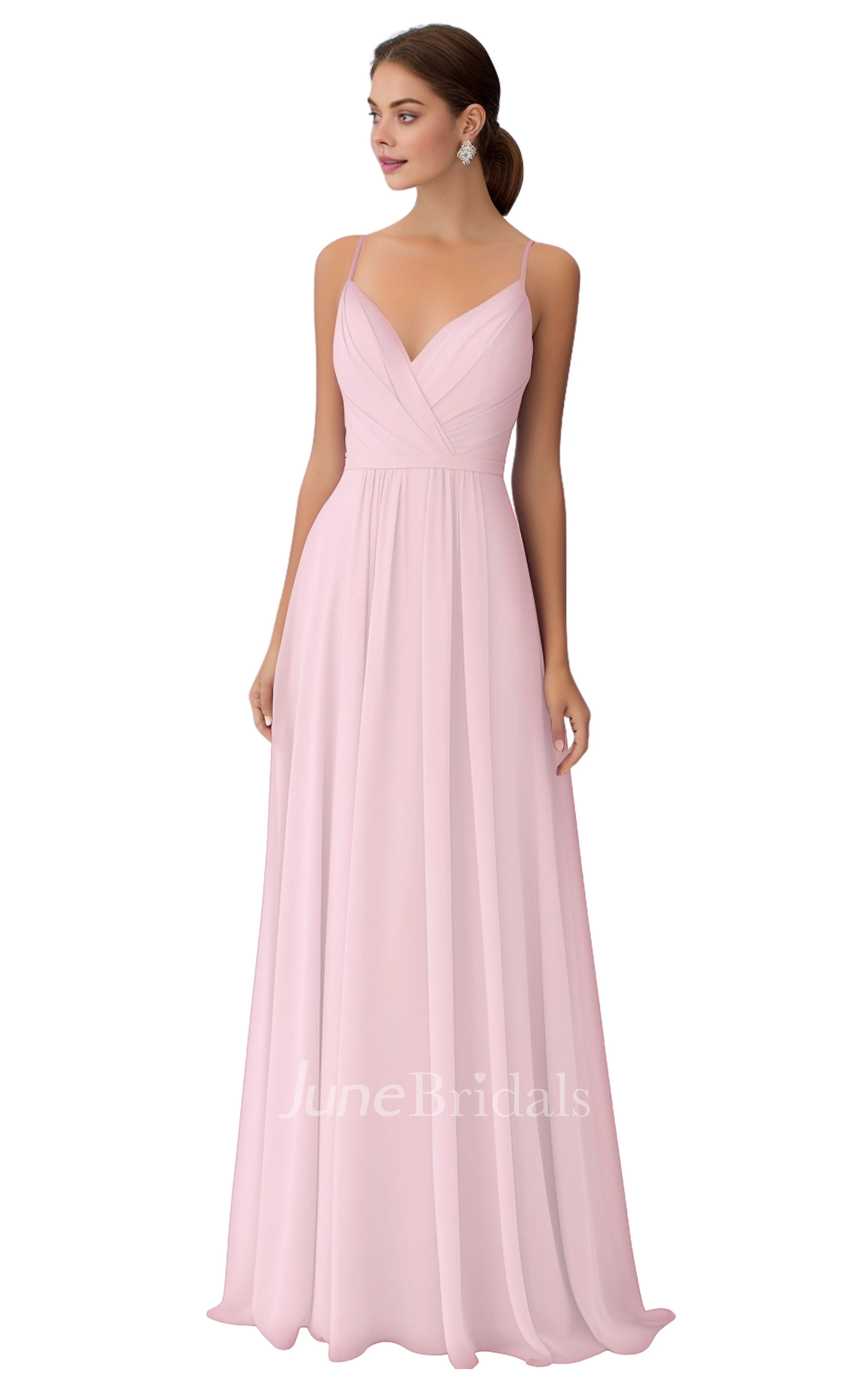 Bohemian V-neck A-Line Chiffon Bridesmaid Dress
