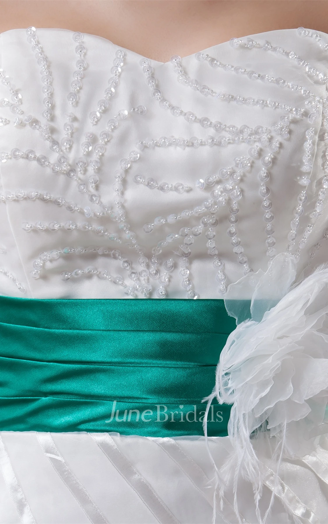 Sweetheart A-Line Maxi Gown with Flower and Beaded Top