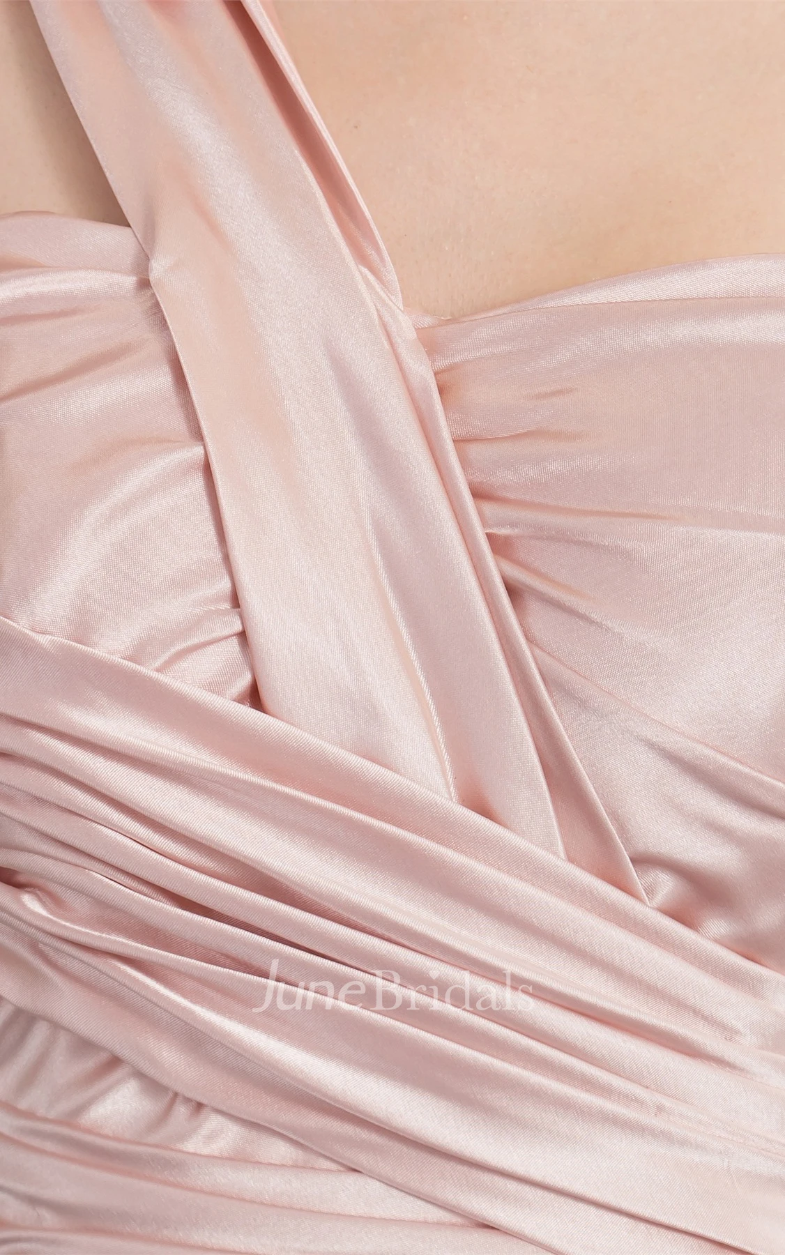 Sleeveless High-Low Pleated Dress with Ruching and Floral Epaulet