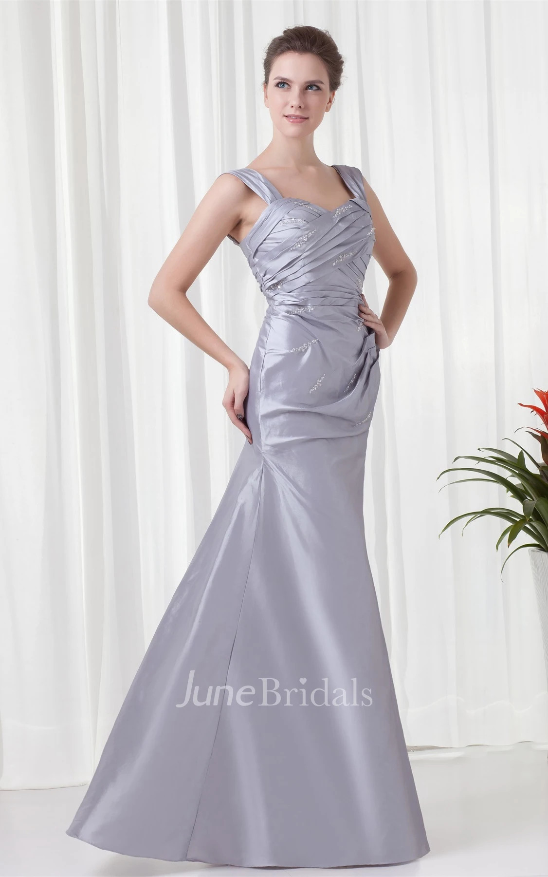 Refined Ruched Trumpet Gown with Stress and Bolero