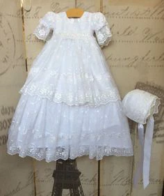 Romantic Lace Christening Gown With Layered Skirt